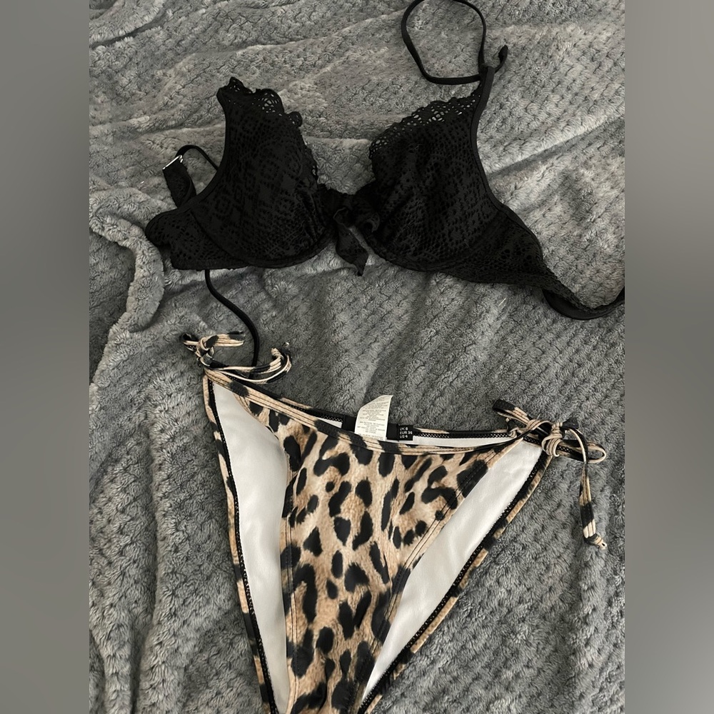 Black cheetah print bikini